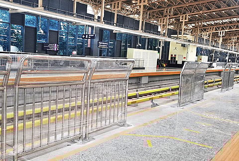 Steel barricades at RV Road Interchange station