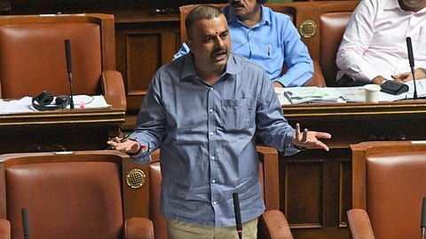 BJP MLA Sunil Kumar addressing during the Assembly Session at Vidhana Soudha, in Bengaluru.