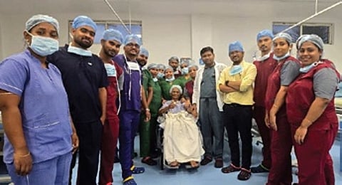 The patient was discharged in a stable condition and is now under a tailored rehabilitation programme to help her adapt to lifestyle changes following the removal of the voice box.