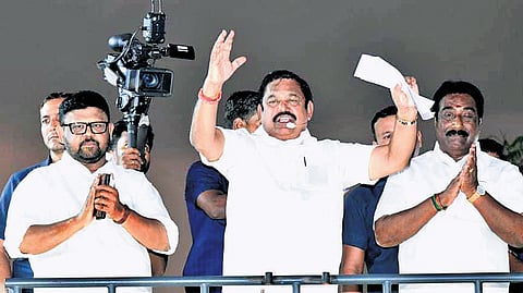 AIADMK general secretary Edappadi K Palaniswami during a campaign rally in Kancheepuram on Thursday