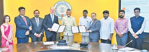 APM Terminals signs a Memorandum of Understanding with the Andhra Pradesh Maritime Board in the presence of CM Nara Chandrababu Naidu on Thursday.