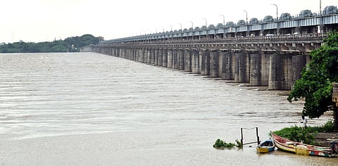 Godavari flood water at Dowleswaram barrage.