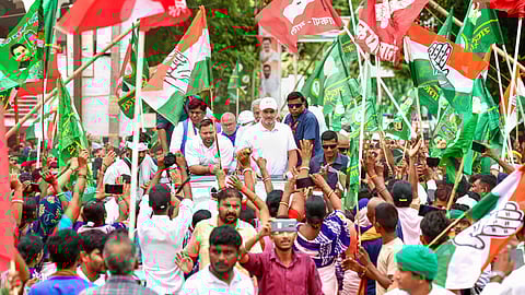 Leader of Opposition in the Lok Sabha Rahul Gandhi, RJD leader Tejashwi Yadav and others during 'Voter Adhikar Yatra', in Bihar, Aug. 22, 2025.