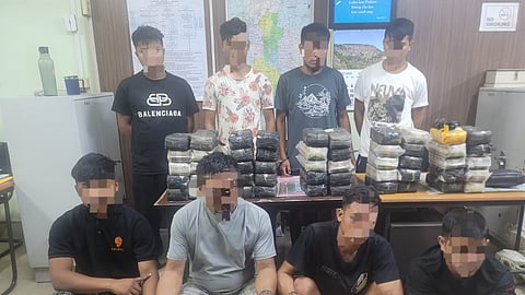 The eight individuals, all from the state, were apprehended.