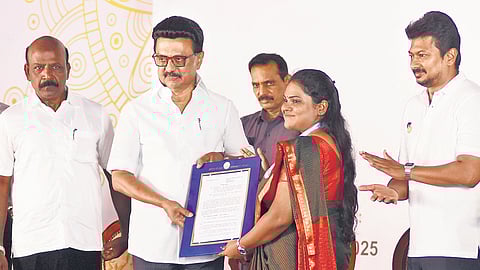 Chief Minister MK Stalin handing over appointment letter to newly recruited medical personnel during an event in Chennai on Friday.
