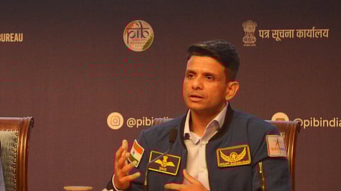 Astronaut Shubhanshu Shukla during the press meet on Gaganyaan Missionat at National Media Centre, Raisina Road, New Delhi... Express pix by Sayantan Ghosh on Thursday, 21.08.2025. New Delhi.
