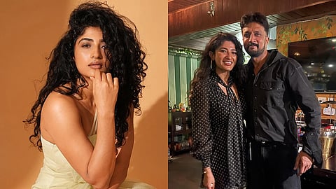 Roshni Prakash (L) with Kiccha Sudeep (E)