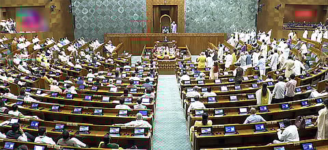 Opposition MPs create a ruckus in the Lok Sabha during the recently concluded Monsoon Session of the Parliament in New Delhi.