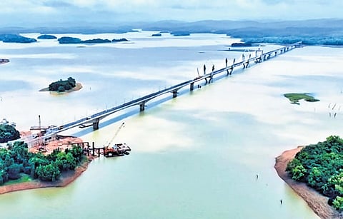 The Linganamakki Dam backwaters near Sigandoor, Shivamogga district.