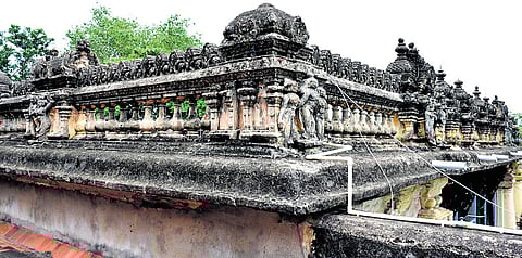 The damaged structure of Hathiramji Mutt in Tirupati