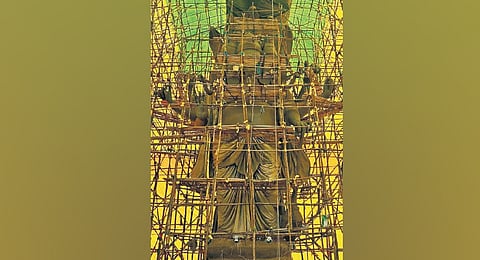 Over 120 artisans from Hyderabad and Bangalore worked round the clock for 21 days to bring the mammoth structure to life.