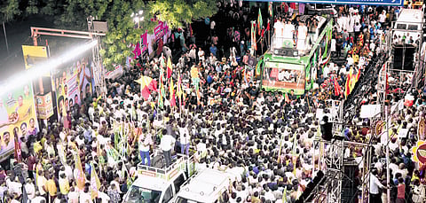 AIADMK general secretary Edappadi K Palaniswami addressing a campaign in Tiruchy on Monday.