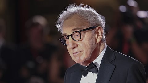 Director Woody Allen poses for photographers upon arrival for the premiere of the film “Coup de Chance” during the 80th edition of the Venice Film Festival in Venice, Italy, Sept. 4, 2023.