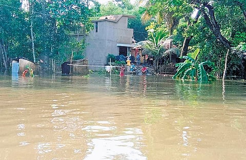 A flooded Dahamunda village in the Bhograi block of Balasore district.