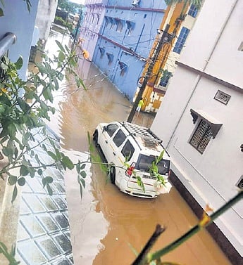 A waterlogged locality in Jeypore town.