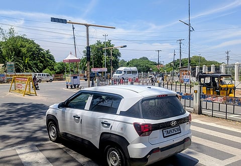 A defunct traffic signal near the Big Temple in Thanjavur