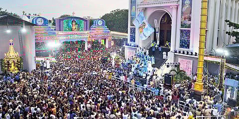 Thousands of people converged at the Annai Velankanni Church in Besant Nagar on Friday