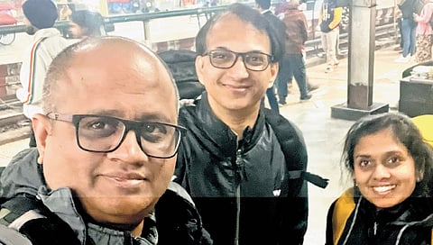 Sridhar Guda with his colleagues Surya Prakash Pati and Saparya Suresh