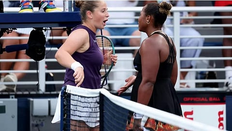 Jelena Ostapenko (L) and Taylor Townsend