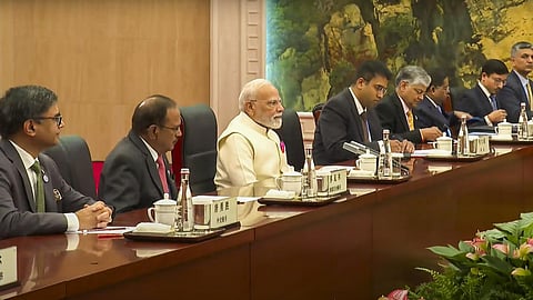 In this screenshot from a video released on Aug. 31, 2025, Prime Minister Narendra Modi during a meeting with Chinese President Xi Jinping, in Tianjin, China.