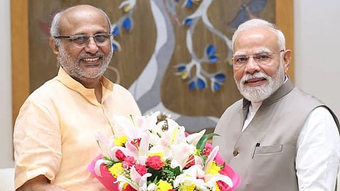 PM Modi with NDA V-P pick C P Radhkrishnan.