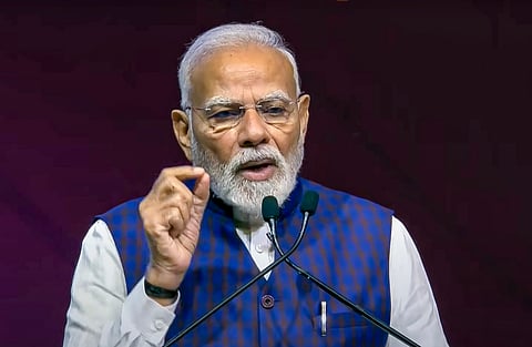 In this screengrab from a video posted on Sep 02, 2025, Prime Minister Narendra Modi addresses the gathering during the inauguration of 'Semicon India 2025' at Yashobhoomi, in New Delhi.