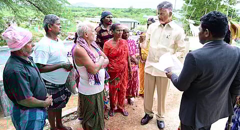 CM Nara Chandrababu Naidu during Pedala Sevalo program at Boinapalle of Rajampet constituency on Monday.