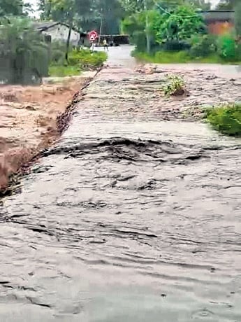 The flooded culvert at S Balang in Bonai sub-division of Sundargarh e