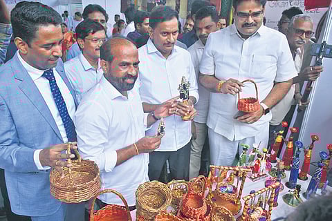 Health Minister Y Satya Kumar Yadav, Vijayawada MP Kesineni Sivanath during the Sampoornata Abhiyaan Samman Samaroh meeting in Vijayawada