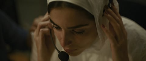 This image released by Mime Films/Tanit films shows Saja Kilani in a scene from "The Voice of Hind Rajab."