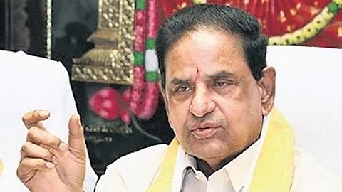 TTD Chairman BR Naidu addressing reporters at Annamaiah Bhavan on Wednesday.