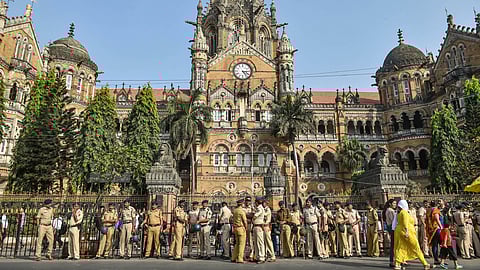 File Photo of Police personnel standing guard outside the CSMT in Mumbai, used for representational purposes.