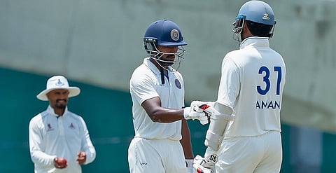 Hyderabad's Aman Rao and K Himateja (L) during the opening day