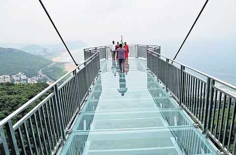 The new glass bridge set up atop Kailasagiri in Vizag.