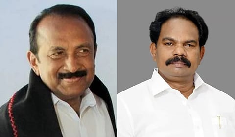 MDMK general secretary Vaiko (L) and Mallai CE Sathya.