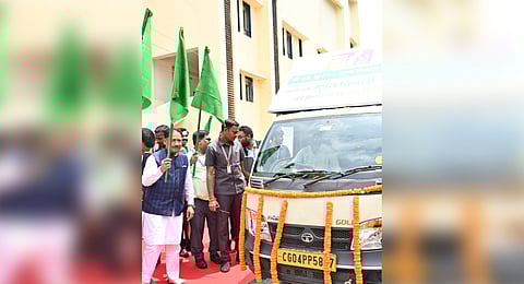 Chief Minister Vishnu Deo Sai on Monday flagging off ‘Surya Rath’.