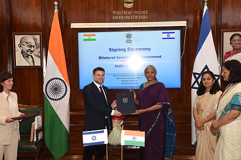 India and Israel signed a Bilateral Investment Agreement in New Delhi on Tuesday. The Agreement was signed by Union Minister for Finance and Corporate Affairs Nirmala Sitharaman and Bezalel Smotrich, Finance Minister of the State of Israel.