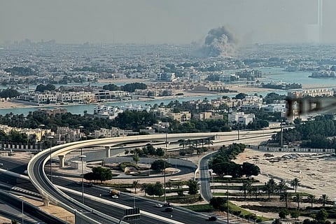 Smoke rises from an explosion, allegedly caused by an Israeli strike, in Doha, Qatar, on Tuesday, Sept. 9, 2025.