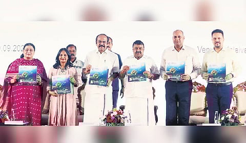 Ministers Thangam Thenarasu and RS Rajakannappan handing over appointment orders to new recruits in the forest department on Tuesday