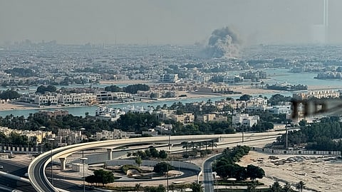 Smoke rises from an explosion, allegedly caused by an Israeli strike, in Doha, Qatar, on Tuesday, Sept. 9, 2025.