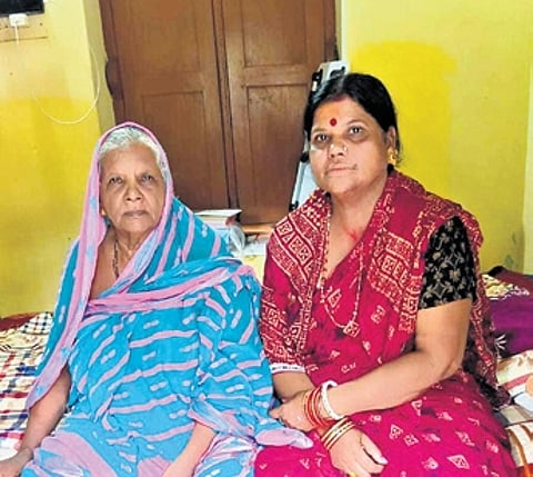 Parbati with her mother Kuntala at Srirampur village of Kendrapara district