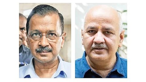 (L) Former CM Arvind Kejriwal, his former deputy Manish Sisodia.