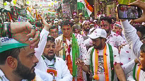 The Voter Adhikar Yatra, under the leadership of Delhi Pradesh Congress Committee president Devender Yadav at Mustafabad Assembly, Sanjay Chowk.