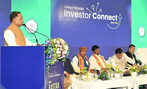 Chhattisgarh CM addressing the Investor Connect programme in Bastar