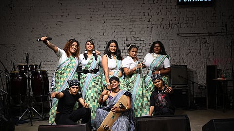 (From left) Pratika, Krantinaari, HashtagPreeti, MC Mahila, JQueen. (Bottom, left) breakdancers FlowRaw, (right) MGK, (centre) and skateboarder Shruti Bhosle