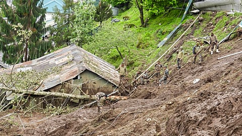A senior police official confirmed that the landslide completely destroyed the residence.