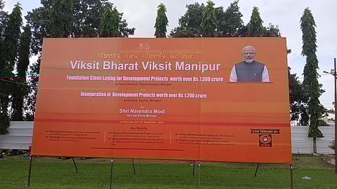 Poster captioned 'Viksit Bharat Viksit Manipur’, put up by the State government.