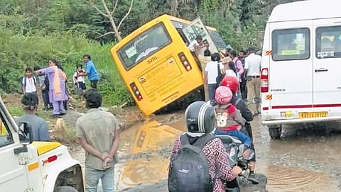 Onlookers and local residents immediately evacuated the children through the emergency exit door at the rear of the bus.