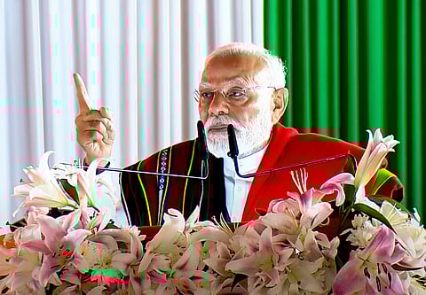 Prime Minister Narendra Modi in Churachandpur.