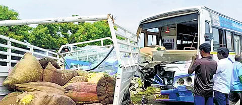 The accident happened when the bus tried to overtake another vehicle and collided with the van coming from the opposite direction